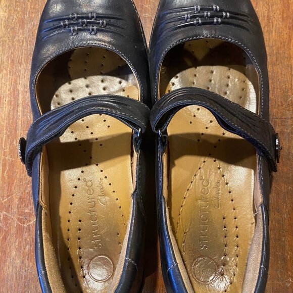 Clarks - Size 7.5M - Mary Jane Style Black Unstructured Comfort Shoes - Picture 1 of 10